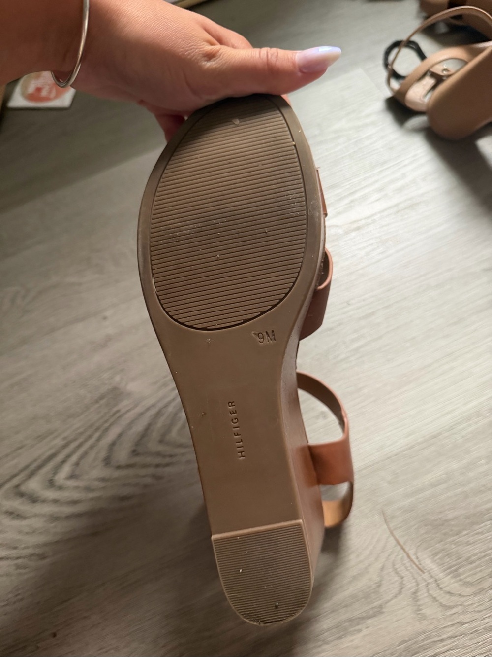 Tommy Hilfiger Brown Leather Platform Sandal with Buckle Strap - Picture 4 of 5
